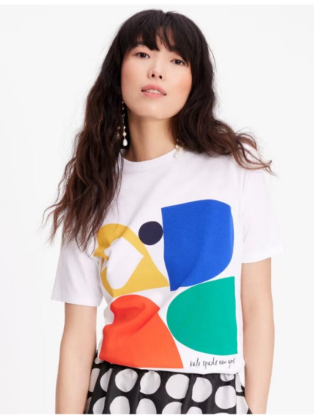 Kate Spade New York KSNY Geometric Tee White Women's Size XS